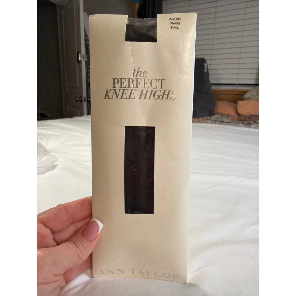 Ann Taylor Womens Opaque Knee High Socks Black One Size Made in USA New
